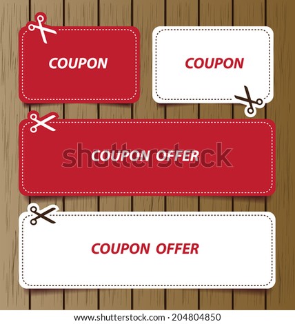 Coupon sale, offers and promotions vector template.