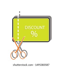 Coupon scissors concept on white background. flat vector illustration for brochure.