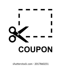 coupon with scissors cut line icon vector
