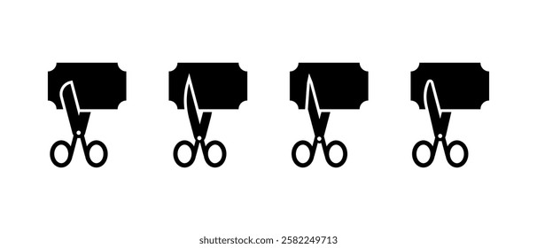 Coupon with scissors icon collection. different coupon with scissors concept.