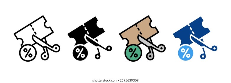 Coupon Scissors Icon Set Multiple Style Collection