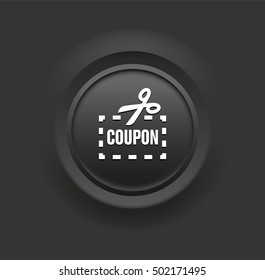 Coupon with Scissors on Black Bevel Round Button