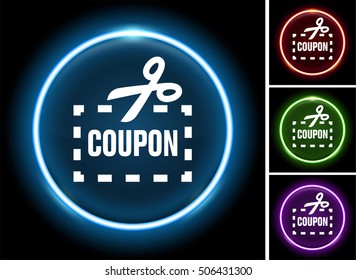 Coupon with Scissors on Glow Round Button