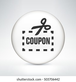 Coupon with Scissors on White Round Button