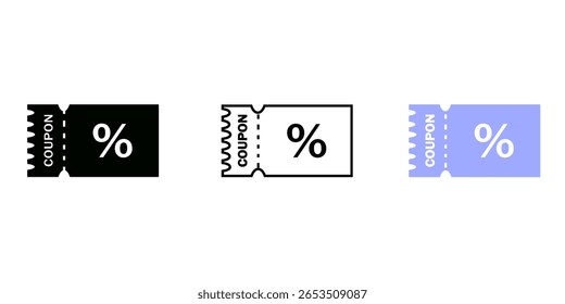 Coupon set icon isolated on white background. Sale symbol. Vector illustration.