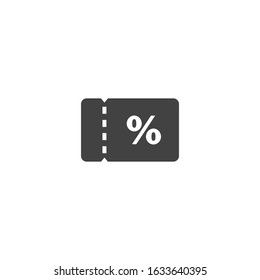 Coupon sign. e-commerce website. Discount logo. Online shopping. Flat minimalist design. white background Gray black vector. product brand service label banner board display. App icon.