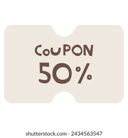 COUPON Single 5 cute on a white background, vector illustration.
