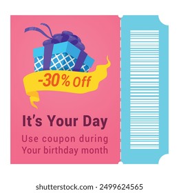 A coupon with a special discount or special offer in honor of a birthday, allowing you to celebrate this occasion with joy and savings.