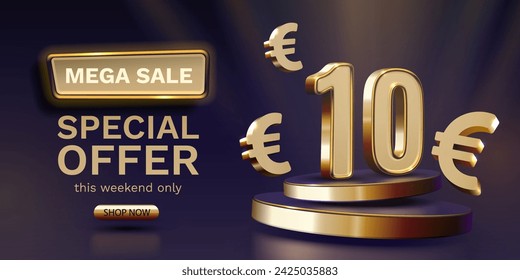 Coupon special voucher 10 euro, Check banner special offer. Vector illustration svg