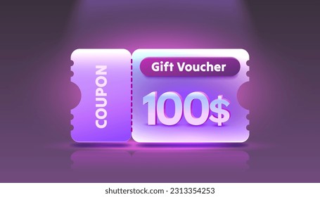 Coupon special voucher 100 dollar, Check banner special offer. Vector illustration