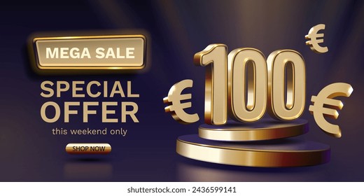 Coupon special voucher 100 euro, Check banner special offer. Vector illustration