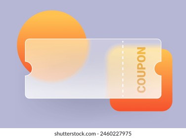 Coupon template in glass morphism style. Vector illustration