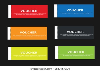 Coupon template with six colors namely red,blue,orange,
black,yellow, and green