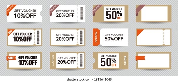 Coupon Ticket Card Element Template For Graphics Design. Vector Illustration.