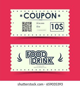 Coupon Ticket Card. Element Template For Design. Vector Illustration.