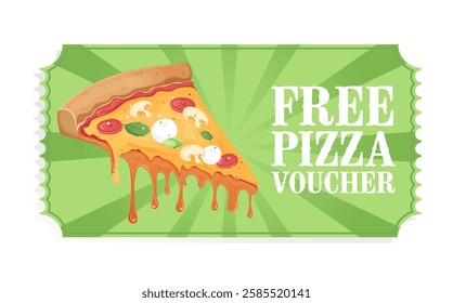 coupon ticket for free pizza retro circus ticket style