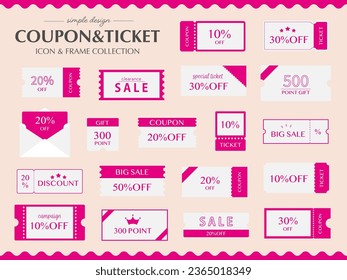 Coupon ticket icon frame set