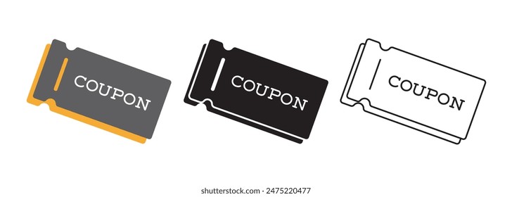 Coupon ticket icon set Vector illustration