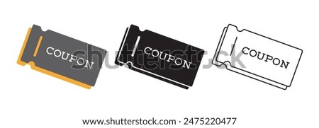 Coupon ticket icon set Vector illustration