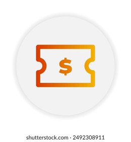 Coupon ticket outline icon. with gradient color suitable for ecommerce, business and interface symbol icons