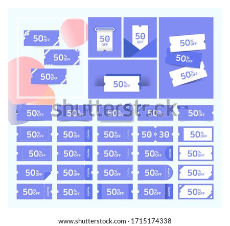 Coupon ticket template. Design of various coupons for promotion and sales. 