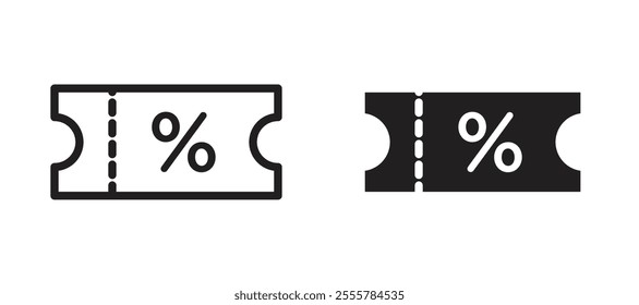 Coupon vector icon set in black color.