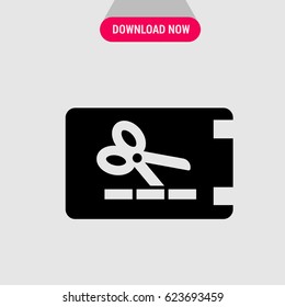 Coupon Vector Icon, The symbol of coupon with scissors on it.  Simple, modern flat vector illustration for mobile app, website or desktop app  