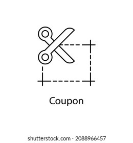 Coupon vector outline icon for web design isolated on white background