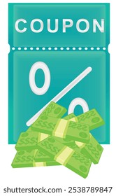 Comprovante de cupom para vetor de desconto.