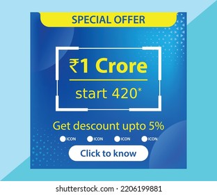 Coupon Voucher Lucky Ticket, Special VIP Customer Offer. Blue Discount Gift Card. Online Shopping Website Coupon Mailer Temple