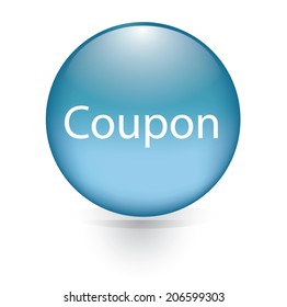 Coupon word blue button