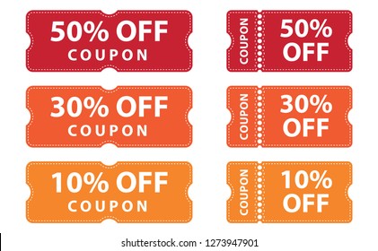 Coupons discount banner 50%, 30% and 10% off offers