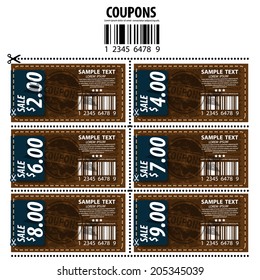 Coupons discounts set. Vector