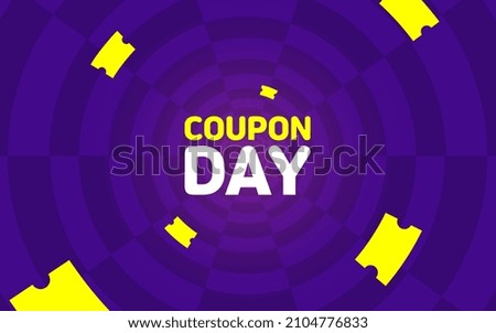 Coupons floating on the purple background