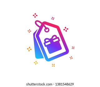 Coupons with Gifts icon. Present box or Sale sign. Birthday Shopping symbol. Package in Gift Wrap. Dynamic shapes. Gradient design coupons icon. Classic style. Vector