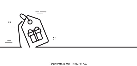 Coupons with Gifts line icon. Present box or Sale sign. Birthday Shopping symbol. Package in Gift Wrap. Minimal line illustration background. Coupons line icon pattern banner. Vector