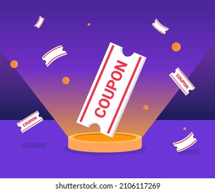 Coupons with great benefits will appear on the stage illustration set. lotto, fortune, luck, paper. Vector drawing. Hand drawn style.