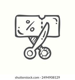 coupons icon, isolated hand drawn icon theme ecommerce