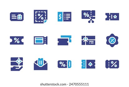 Coupons icon set. Duotone color. Vector illustration. Containing giftcard, vouchers, coupon, voucher.