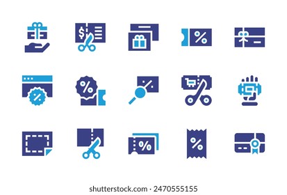 Coupons icon set. Duotone color. Vector illustration. Containing voucher, coupon, discountcoupon, sale, giftcard.