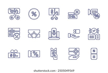 Coupons line icon set. Editable stroke. Vector illustration. Containing giftvoucher, voucher, coupon, discount, giftcard.