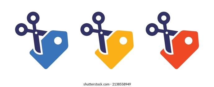 Coupons with scissors icon collection.