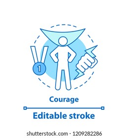 Courage concept icon. Leadership idea thin line illustration. Leader, winner, champion. Strength. Vector isolated outline drawing. Editable stroke