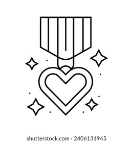 courage heart succes challenge line icon vector. courage heart succes challenge sign. isolated contour symbol black illustration