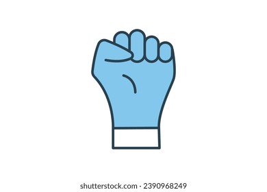 courage icon. hands clenched. icon related to core values. flat line icon style. simple vector design editable