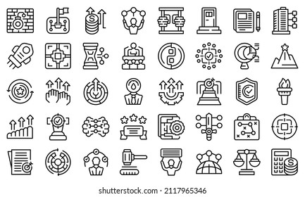 Courage icons set outline vector. Risk adventure. Life challenge