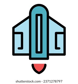 Courage jetpack icon outline vector. Skill boost. Rocket speed color flat