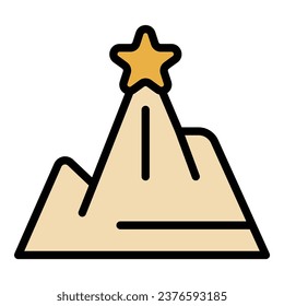Courage mountain icon outline vector. Hero self. Work skill color flat