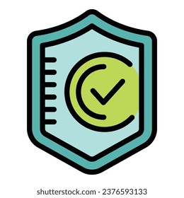 Courage shield icon outline vector. Business career. Self work color flat