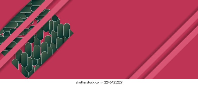 Courage stylish Abstract background on real pink Viva Magenta color futuristic elements banner geometric pink gradient for web or print